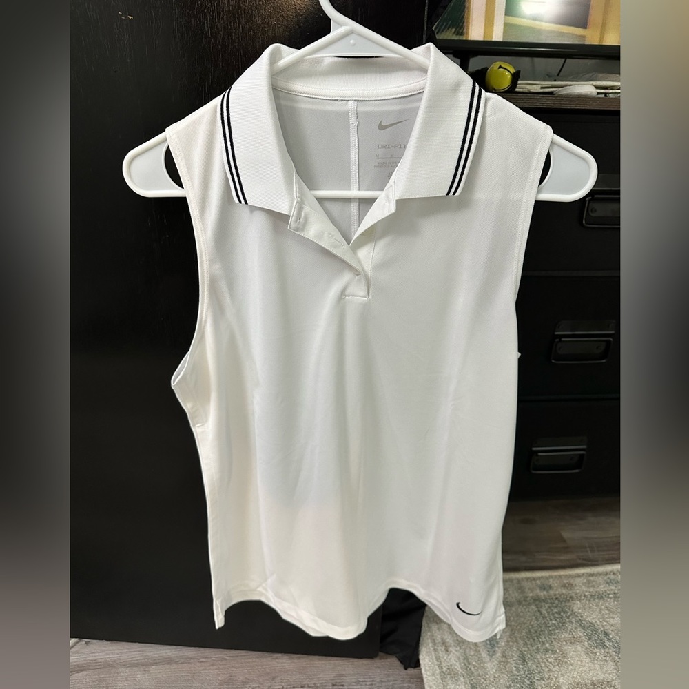 Nike dri-fit white collared polo